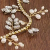 Wedding Hair Accessories Golden Crystal Ribbon, Popular Freshwater Pearl Bridal Hair headband for Woman