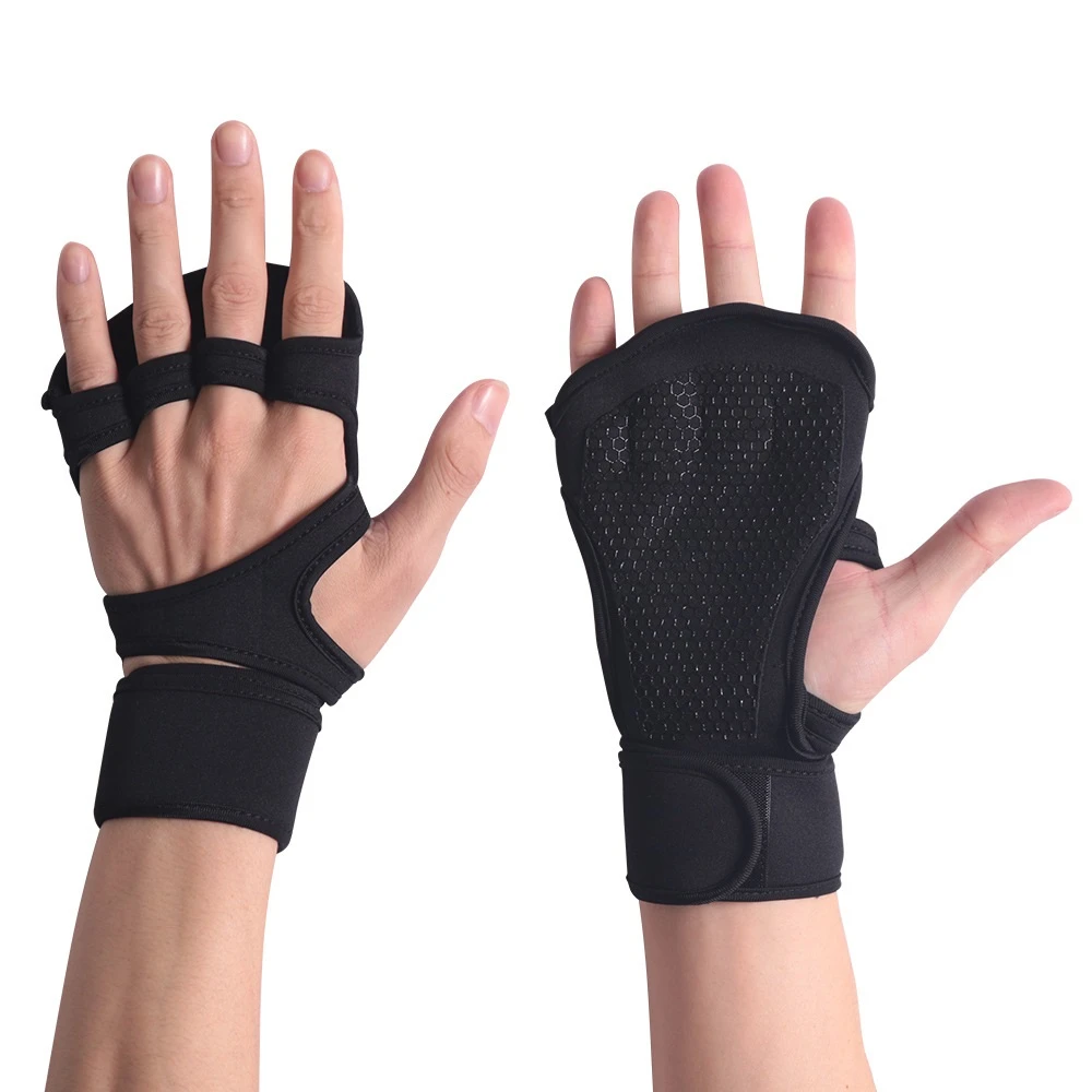 Weight Lifting Fitness Gloves With Wrist Wraps Silicone Gel Full Palm Protection Gym Workout Gloves