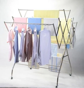 WF001 Malaysia multifunctional big size sturdy and durable foldable stainless steel clothes dryer stand rack for big family