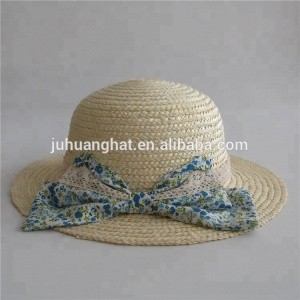 Wheat Floppy Straw Hat Kid Hat With Bowknot