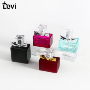 Wholesale 25ml 30ml 50ml Empty Flint Glass Flat Refillable Luxury Perfume Bottles With Spray Atomizer