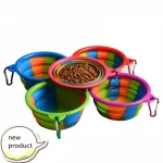 Wholesale available Collapsible Dog Bowl Pet Bowl with Carabiner Clip Camouflage  Silicone dog pet food feeding bowl