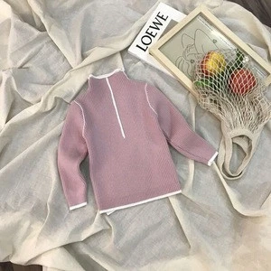 Wholesale children bottoming shirt100% cotton baby girls clothing knit sweater design