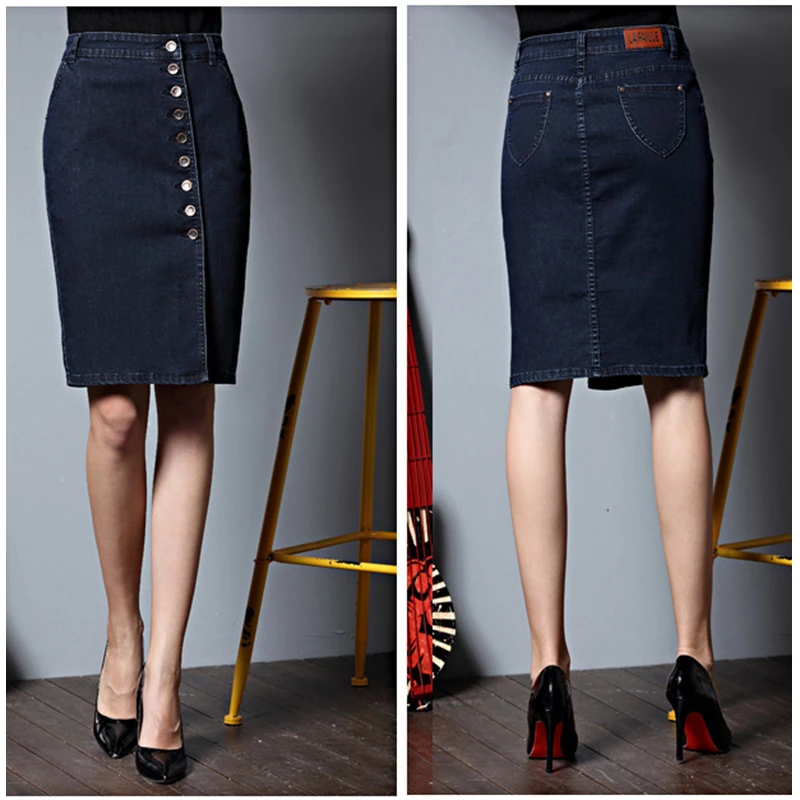 Wholesale Fashion A Line Cotton Slim Casual Woman Jean Skirt