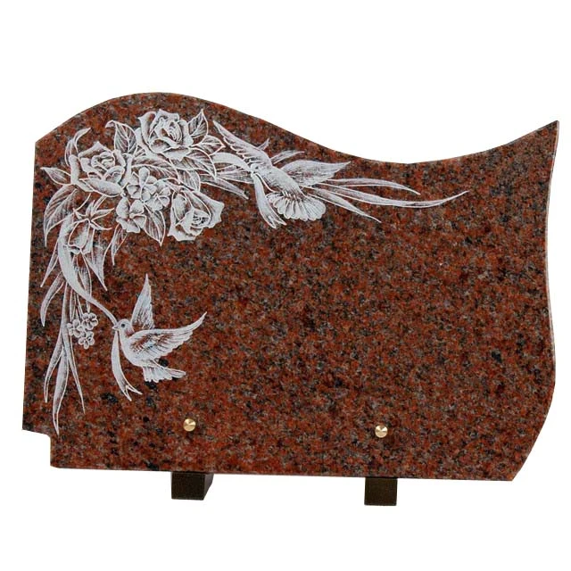 wholesale French style multicolor red granite natural stone funeral memorial tombstone plaques natural stone plaque