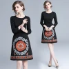 Wholesale in Stock Mix Order Women Fashion European and American Long Sleeve A Line Elegant Embroidery Dress