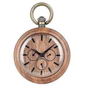 Wholesale Necklace Wooden Custom Pocket Watches with Chain Private Label