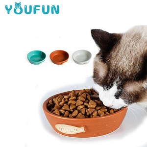 Wholesale New design Round Cute Creative Pet Ceramic Bowl Cat Feeder