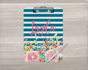 Wholesale Personalized Gifts Floral Stripe Clipboard