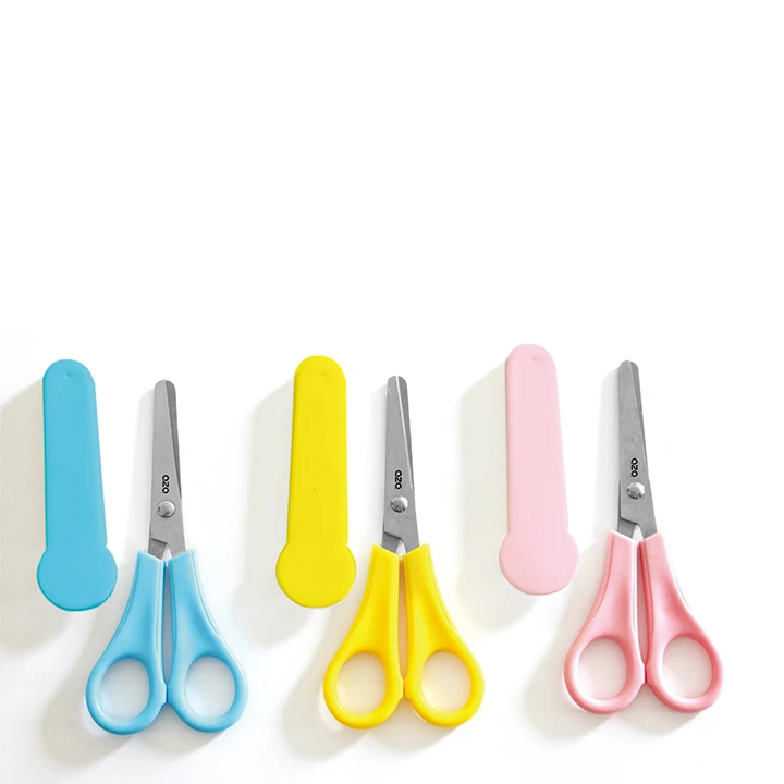 Wholesale Stainless Steel Stationary Art Craft for Kids Children Students Pink Blue Yellow Safety Scissors