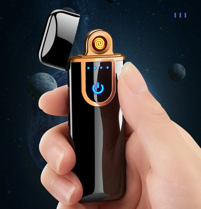 Wholesale windproof electric lighter rechargeable with touch induction USB Lighter