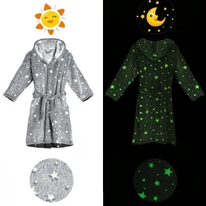 Winter man woman Pajama Glow Plush Bathrobe Robe Flannel Stars Pattern womens Sleepwear
