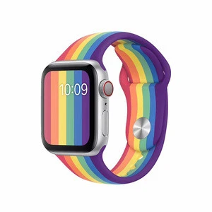 Women Men Wrist Accessories Smart Watch Strap Bracelet 40mm 44mm 38mm 42mm Rainbow Silicone for Apple apple Watch Bands