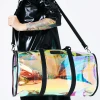 Women Transparent Duffle Beach Bag Jelly Holographic Tote Bag Clear Pvc Handbag Plastic Package Bags for Clothes