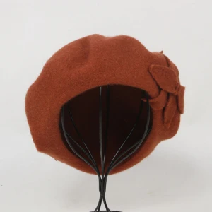 womens beret  fine quality wool french hat berets ladies beret  flora flower decoration wool hat