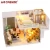 Import Wooden furniture toy set kid kit doll house with led lights+doll house dollhouse miniature villa from China
