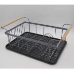 Wooden Handle Dishes Oversink Organizer Bowl Storage Holder  Drain Dryer Plate Stand Drying kitchen Dish Rack