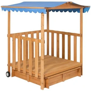 WOODEN SANDBOX BENCH WITH CANOPY ROOF COVER - KIDS SAND BOX
