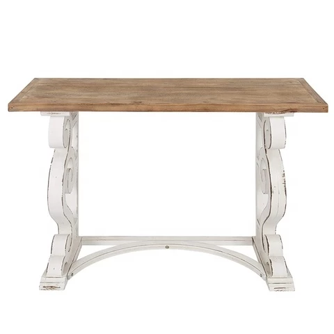 Wyldwood Wood Farmhouse Console Table/Rustic Brown andWhite