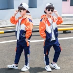Z82623B korean style casual children boys clothes clothing sets kids sports wears set