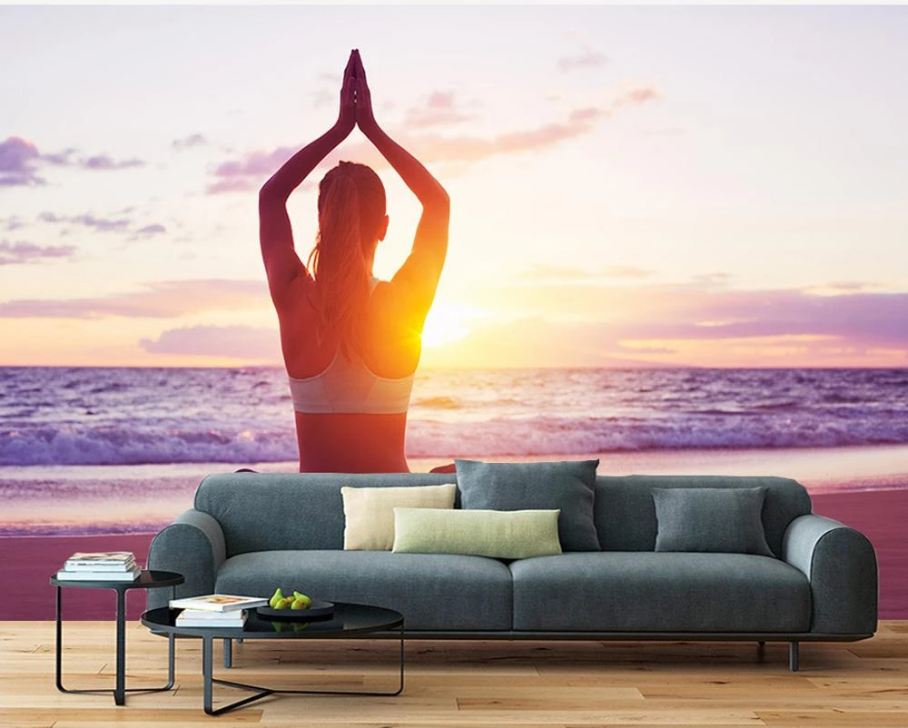 ZHIHAI healthy salon spa enjoy sunset yoga beauty flowers print special design for rest room 8dmural wallpaper 3d