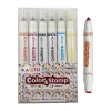Customized logo blank markers non toxic children dual tips art water color marker pen set with cute stamps 18 pieces
