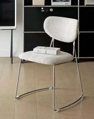 Nordic Dining Chair Stainless Steel Frame Upholstered Side Chair for Home Dining Room