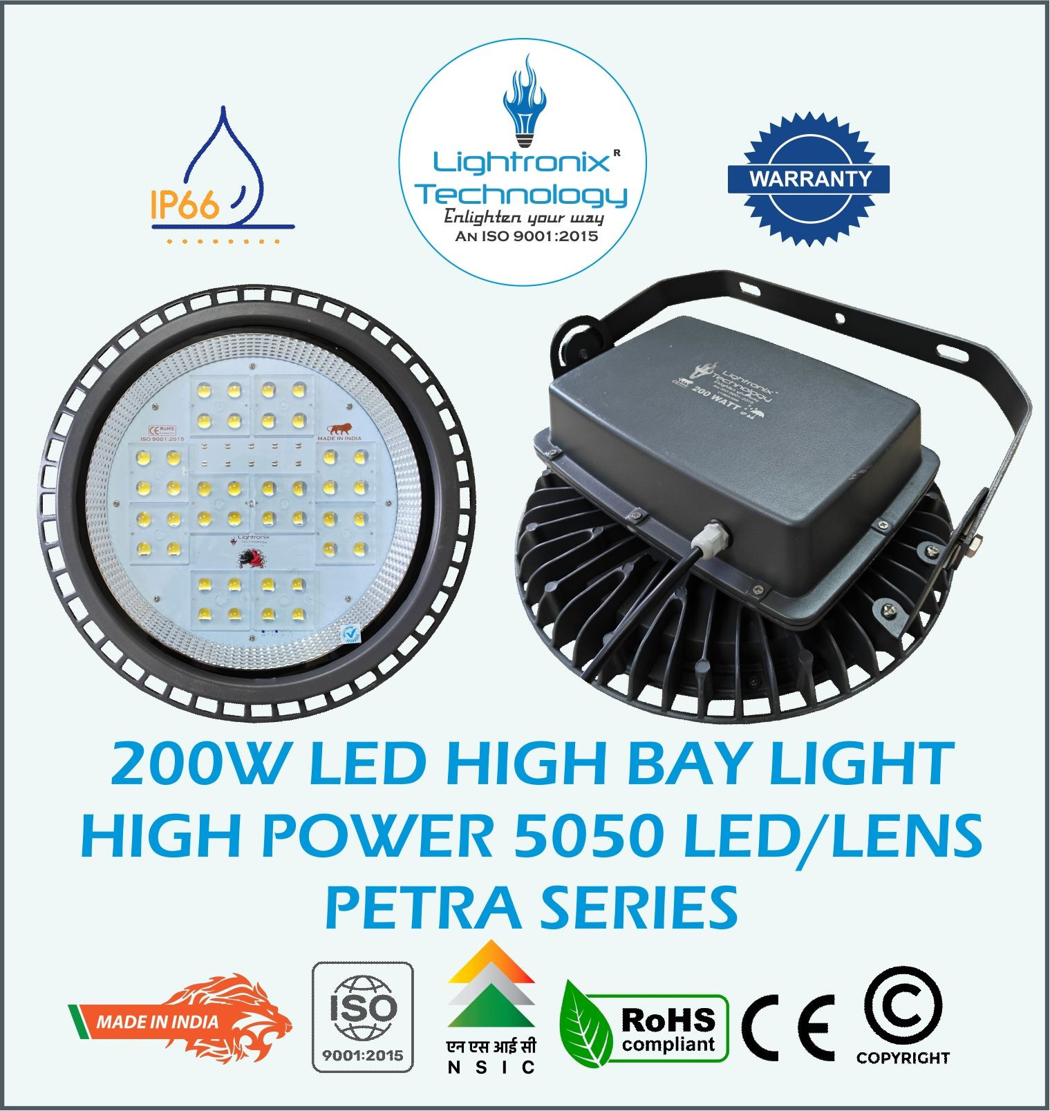 Buy 200 Watt Led High Bay Light Petra Model from LIGHTRONIX TECHNOLOGY ...