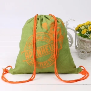 ECO-friendly cotton drawstring bag with different color and heat transfer print for promotional bag drawstring backpack