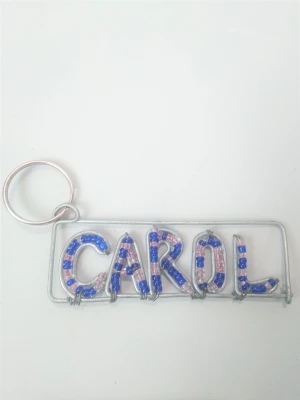 Wire Beaded Name Key ring