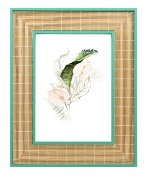 New MDF frame inlaid with bamboo weaving innovative frame with bracket desktop frame110-217625