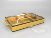 High-Gloss-Lacquer Snack Tray with Gold Leather Decor