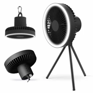 Portable Multi-functional Tripod Camping Fan with LED Light, Effortlessly Disassembled