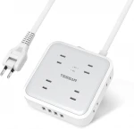 TESSAN TS-1015-JP Extension Cord with Switch, 6.6 ft (2 m), 8 AC Outlets, 4 USB Ports, Lightning Guard, Wall Mounted
