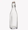 Wholesale Swing Top 300ml 500ml 1000ml Custom Printed Fruit Juice Glass Bottle With Stainless Steel Flip