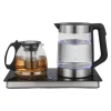 1.8LGlass Electric Tea Kettle 1500W Stainless Steel Heater & Hot Water  with Auto Shut-Off and Boil-Dry Protection