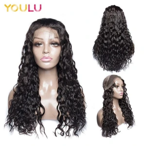 Fast ship brazilian virgin hd lace frontal human hair wigs water wave lace wig virgin hair wigs for black women