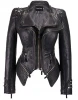 Womens Black Studded Faux Leather Jacket