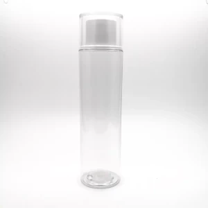 Transparent custom heat 50ml 100ml 120ml 150ml 200ml PET transparent flat shoulder plastic cosmetic toner bottle