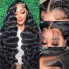 Body Wavy Human Hair Lace Front Wig Natural Black