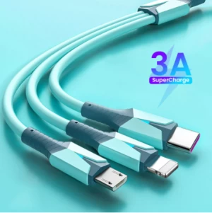 3 in-1 Fast Charging Silicone Data Cables