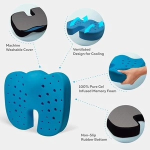 100% Gel infused &amp; Ventilated Orthopedic Memory Foam Seat Cushion/Back support Cushion Relieves Back Coccyx Sciatica Lumbar Pain