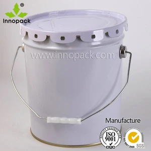 10L white paint packaging steel metal tin pail with lid with handle