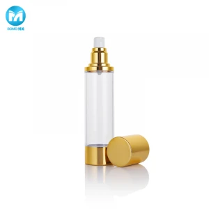 10ml 15ml 20ml 30ml gold plastic bottle pump round acrylic bottle cosmetic airless bottle for skin care