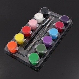 12 Colors Acrylic Nail Art Paint Set With Nail Art Brush Pen