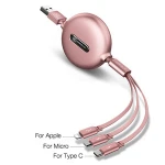120CM Retractable USB Cable TPE Noodle Charging Cable 3in1 Data Cable