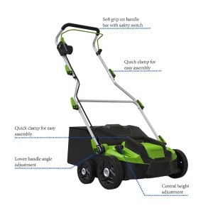 1500W electric lawn scarifier and aerator for garden
