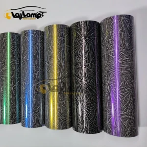 1.52X17M PET Wrapping Film ice cracks green gloss forged carbon fiber vinyl car wrap roll