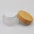 Import 15ml 50ml 100ml cosmetic clear frosted glass cream jar with bamboo wood cap from China