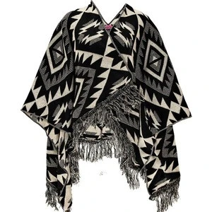 15STC2119 cashmere aztec knitted shawl